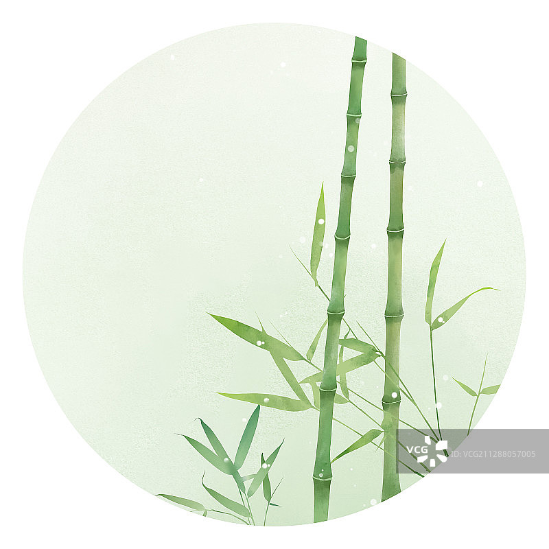 中式古风水彩插画竹林图片素材