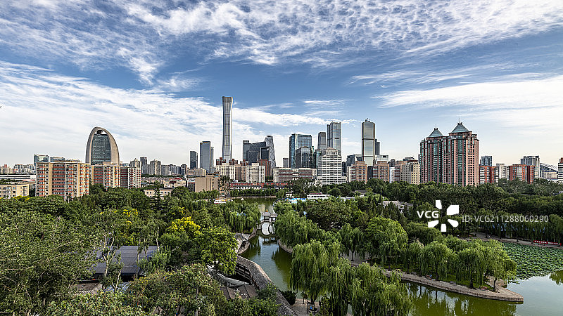 团结湖公园与国贸CBD图片素材