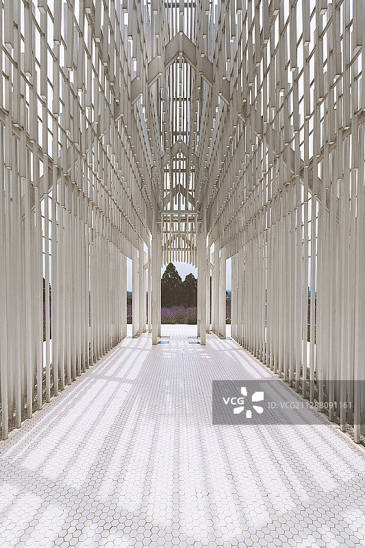 成都市眉山市几何光影无影教堂建筑细节环境全景图片素材