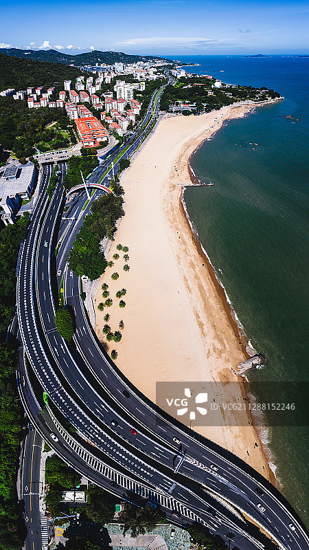 厦门城市风光：海岸线上的环岛路立交图片素材