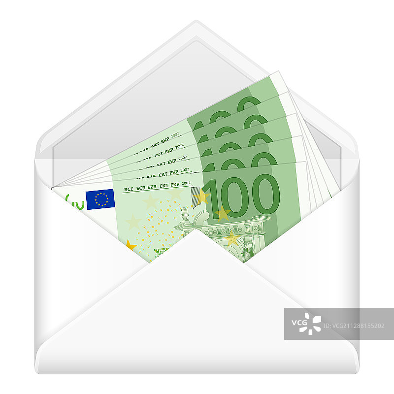信封与百元欧元纸币图片素材