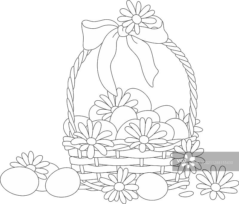 鲜花彩蛋复活节篮子图片素材