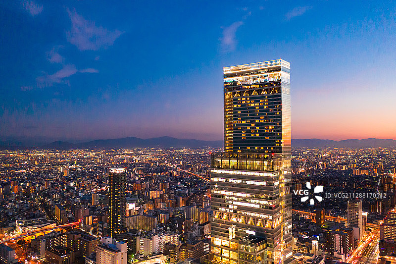 日本大阪阿倍野摩天大楼夜景图片素材