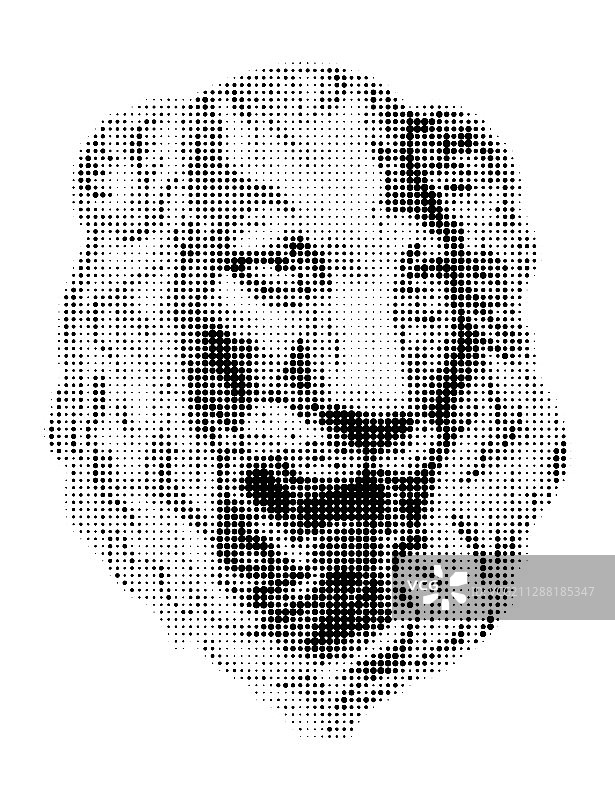 白色背景上的狮子脸黑色圆点图片素材