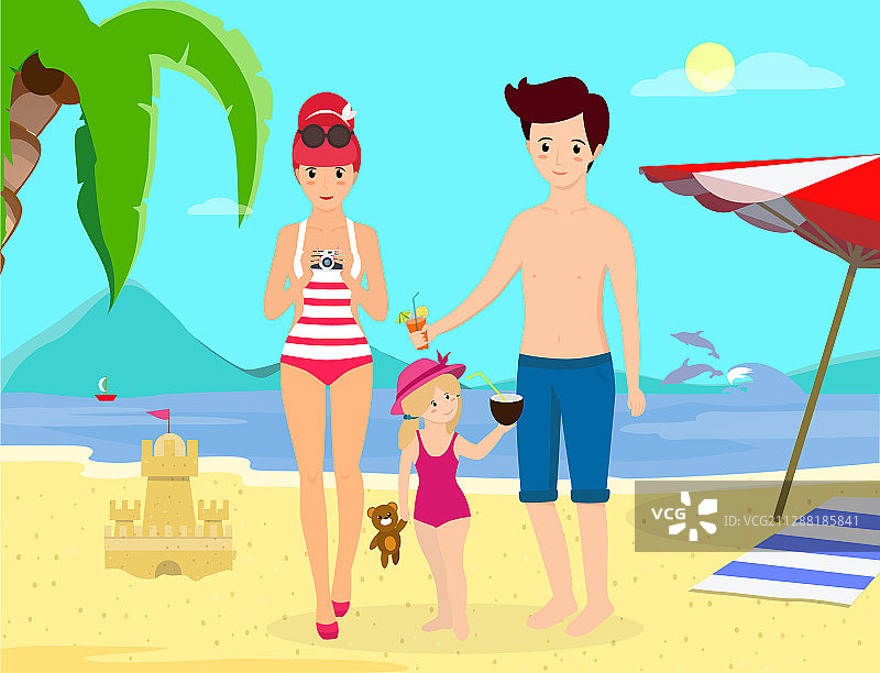 海滩派对家庭乐时光banner宣传单图片素材