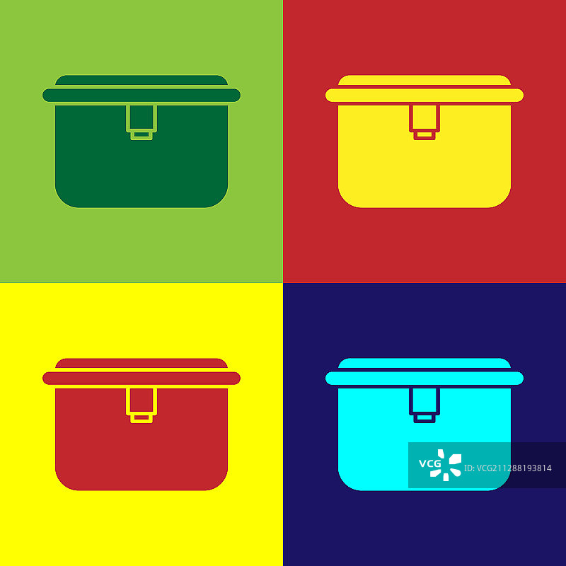 彩色背景上的彩色午餐盒图标图片素材