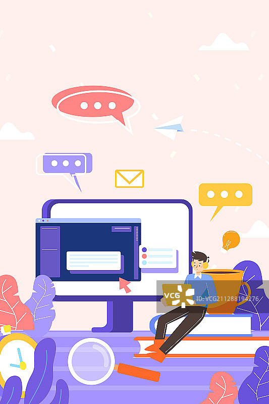 卡通教育补习培训中高考学生冲刺班解答头脑思维风暴背景矢量插画图片素材