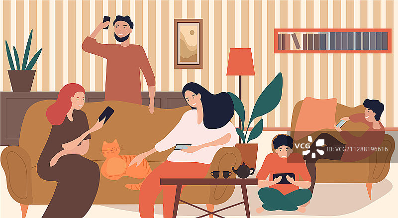 有技术依赖症的家庭图片素材