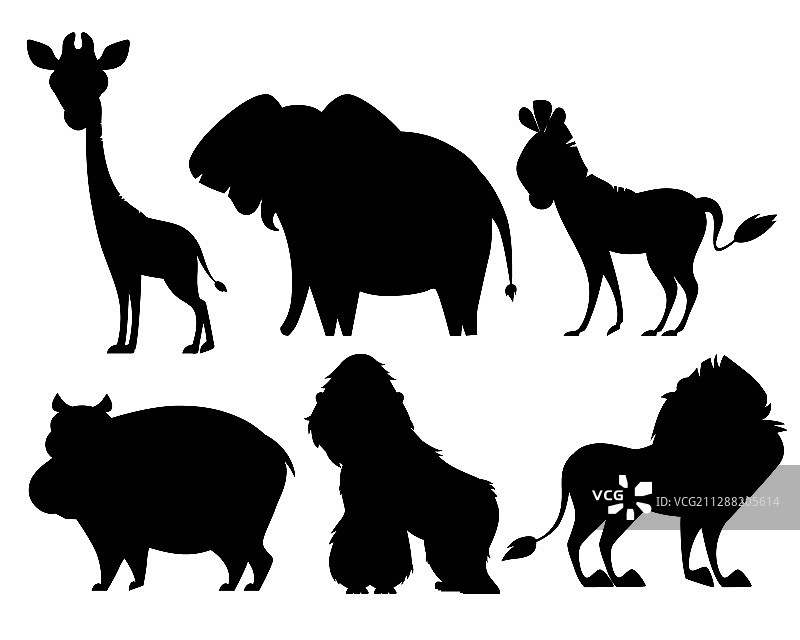 非洲动物轮廓剪影合集图片素材