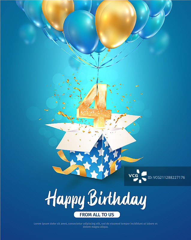 庆祝四周岁生日3D设计图片素材