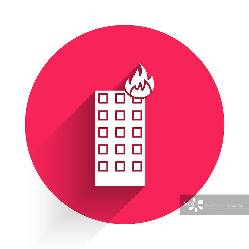 城市街道燃烧建筑物中的白色火焰图标图片素材