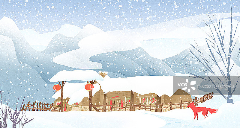 二十四节气大雪风景背景插画图片素材