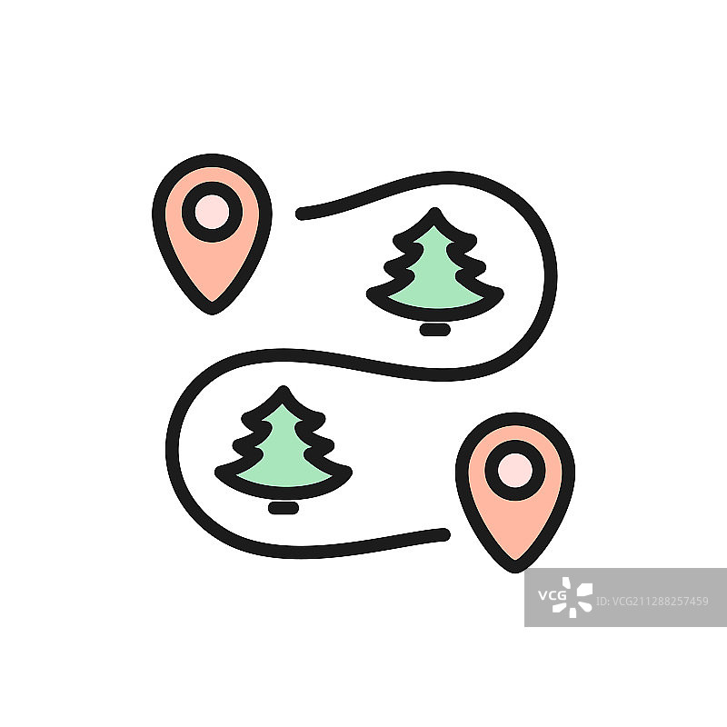 带位置标记的扁平风格路线图方案图片素材