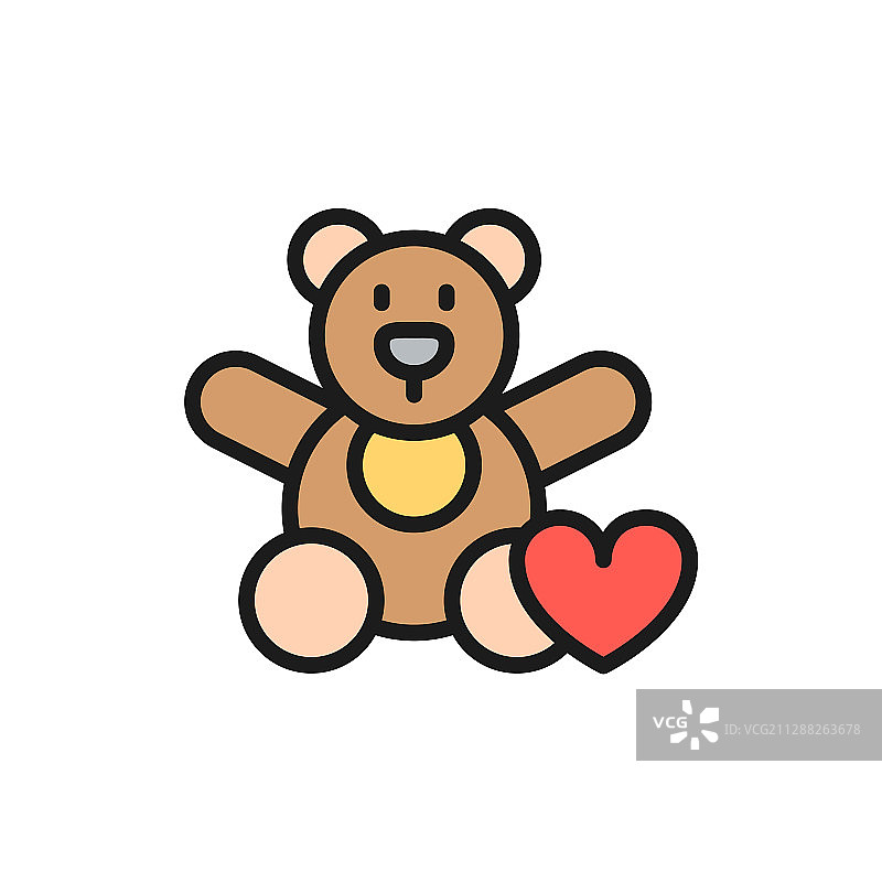 儿童慈善玩具熊捐赠扁平风格插画图片素材
