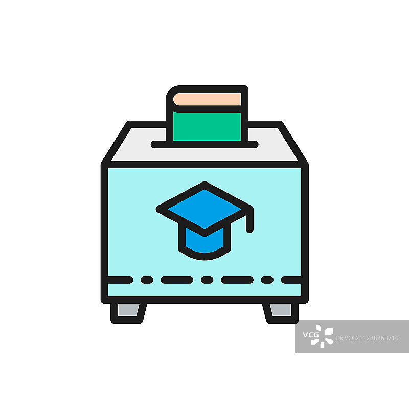 慈善箱与书籍捐赠给教育扁平图片素材