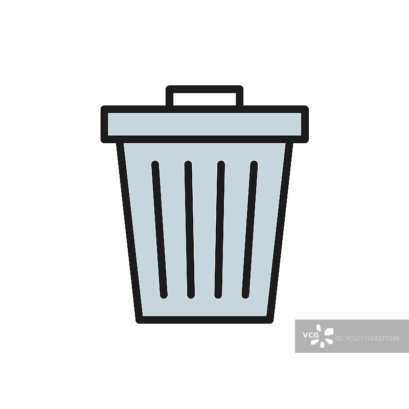 垃圾桶垃圾废物扁平彩色线条图片素材