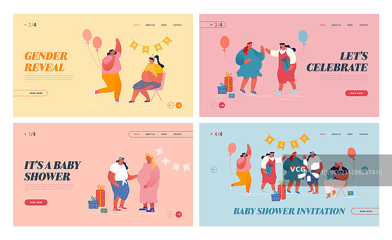 婴儿洗礼庆祝网站着陆页套装图片素材