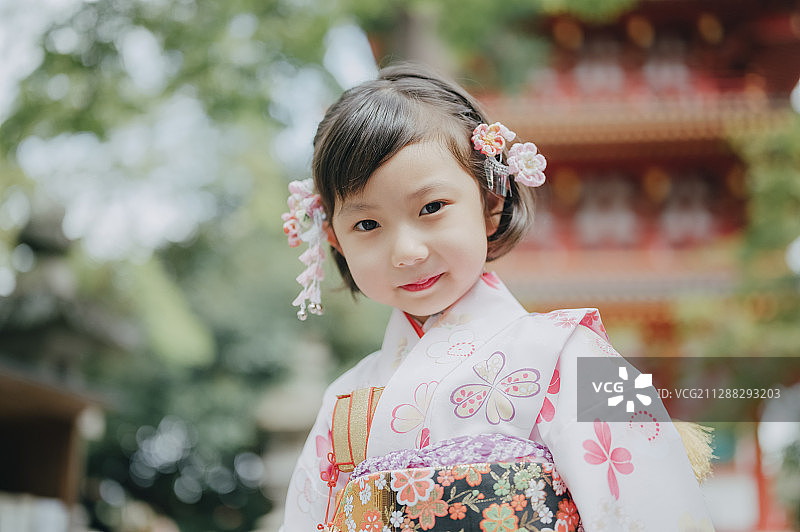 女孩七五三节人像摄影合作：高幡不动尊图片素材
