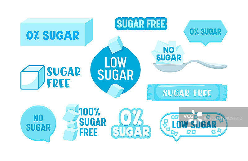 100%无糖图标徽章套装图片素材