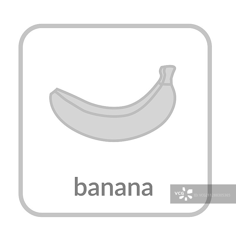 香蕉图标灰色轮廓扁平标志隔离图片素材