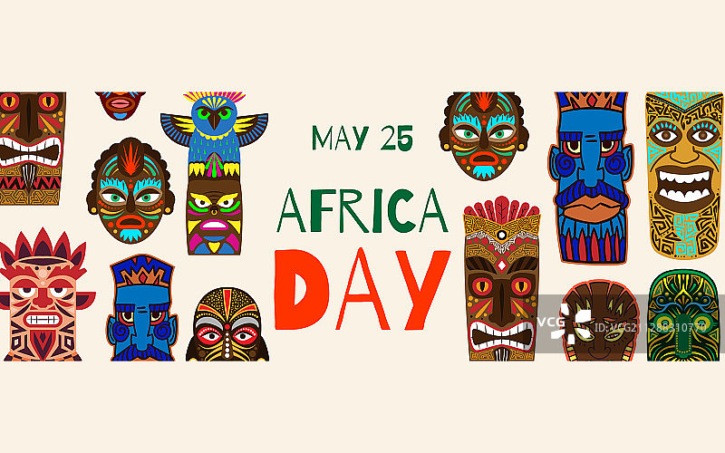 非洲日和非洲民族部落面具图片素材