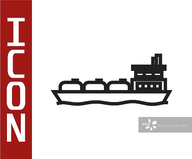 白色背景上的黑色油轮图标图片素材