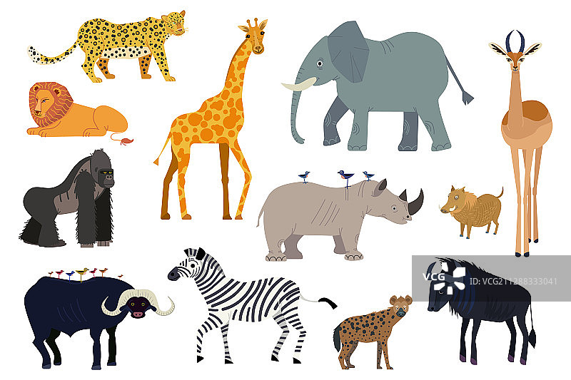 非洲动物卡通形象图片素材