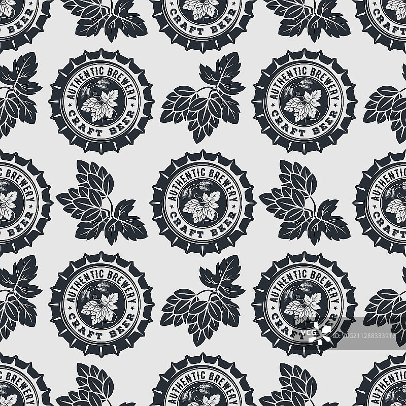 复古手工啤酒无缝图案图片素材