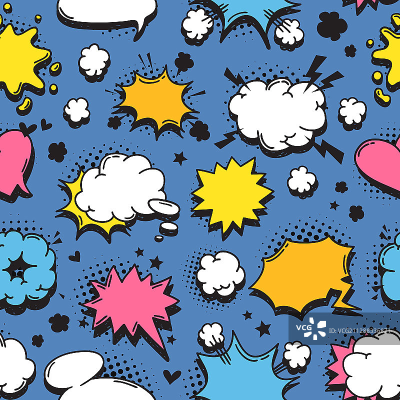 手绘对话气泡无缝图案图片素材