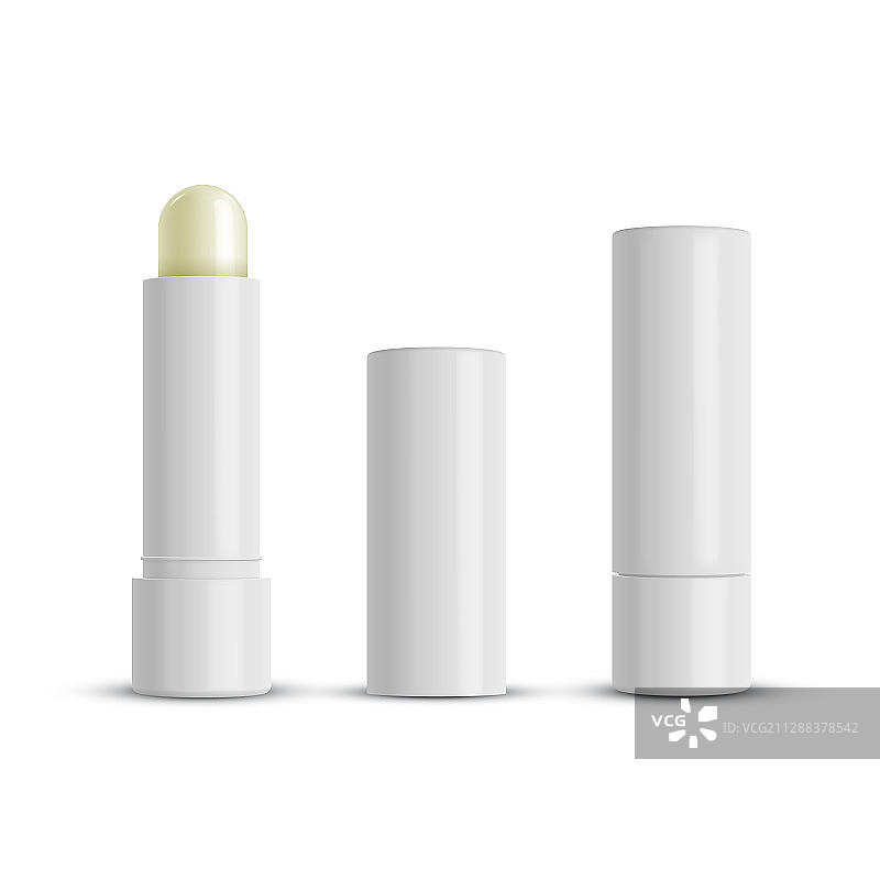 打开和关闭的管状润唇膏样机图片素材