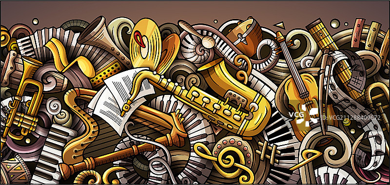 手绘经典音乐涂鸦banner图片素材