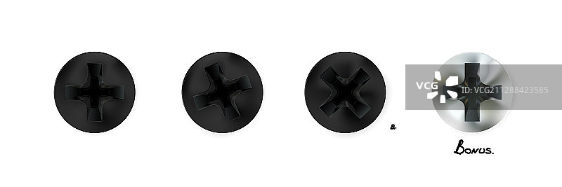 逼真金属自攻螺钉头图片素材