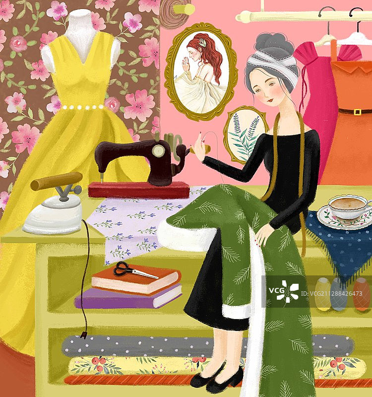 裁缝女孩图片素材