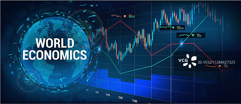 带有3D地球仪的股市外汇图片素材