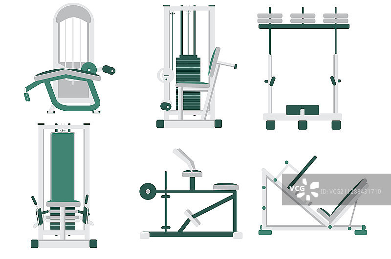 健身运动健身房锻炼器材组合图片素材