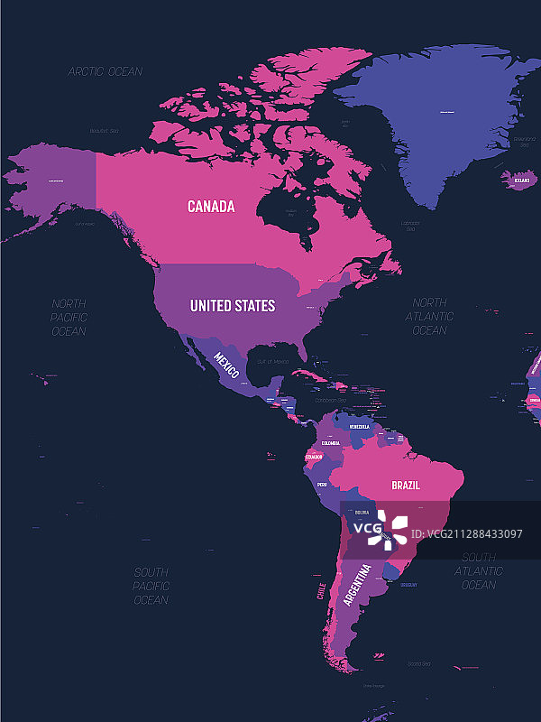 北美洲高精度政治地图图片素材