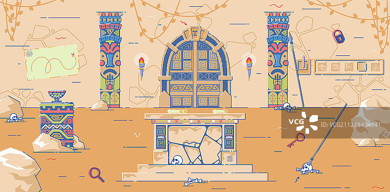 古代金字塔实景密室逃脱内景图片素材