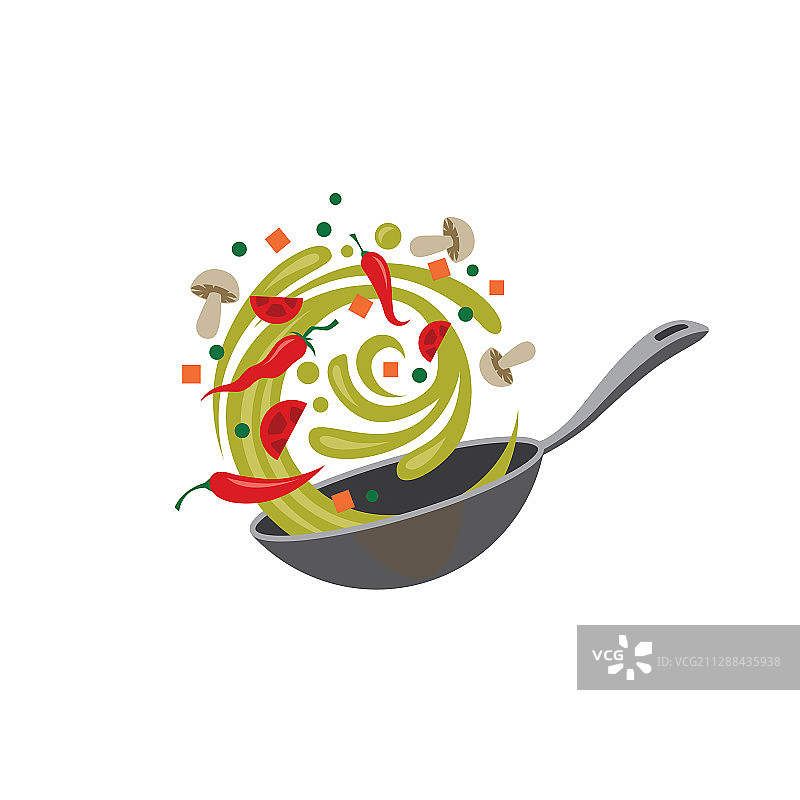 平底锅上的烹饪过程图片素材