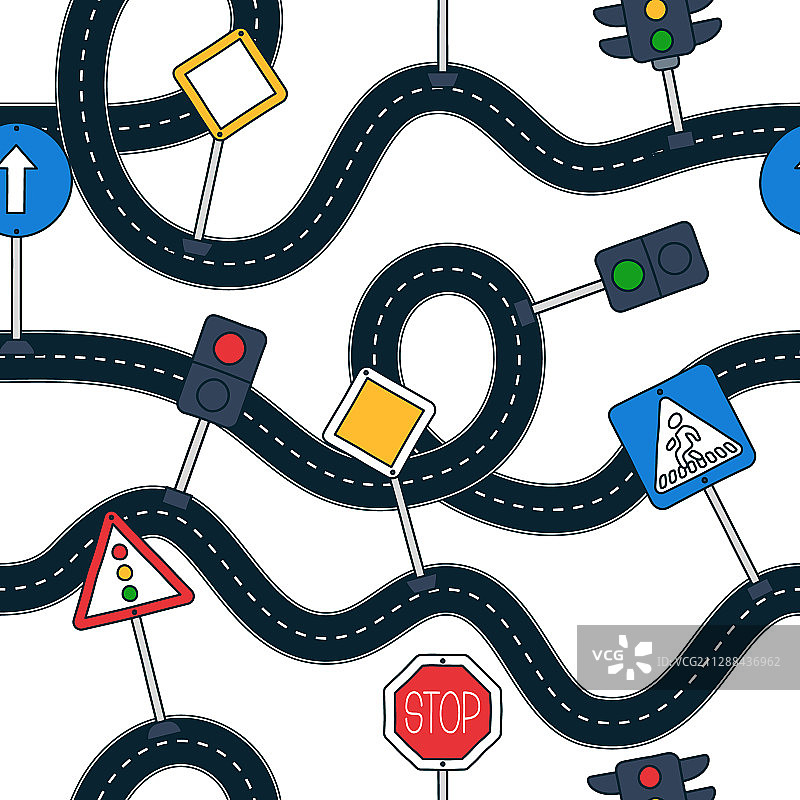 道路和标志无缝图案图片素材