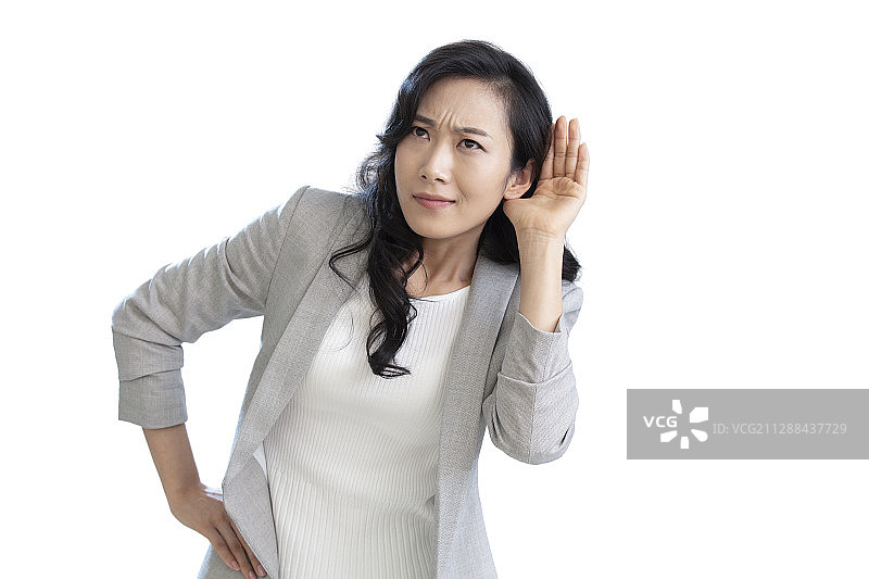 年轻商务女士偷听图片素材