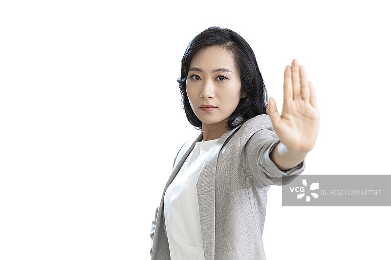 年轻商务女士做停止手势图片素材