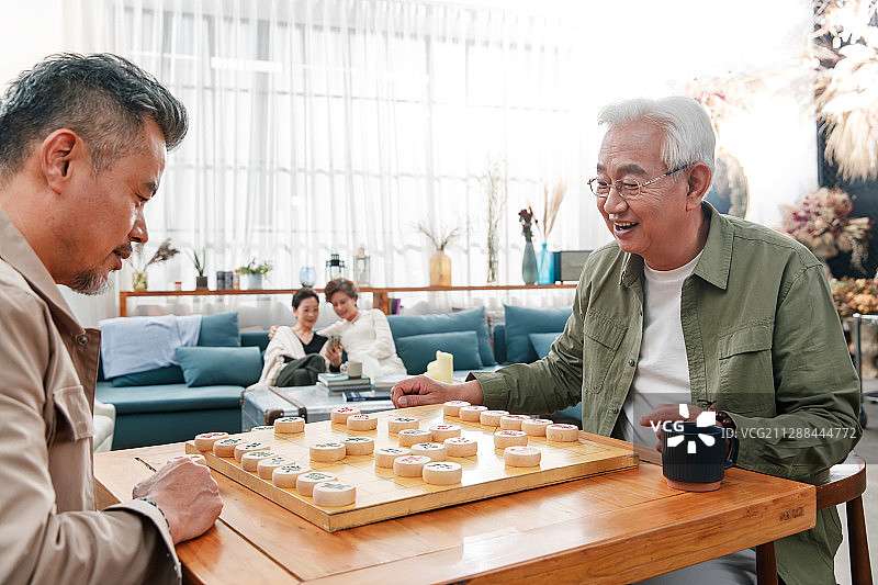 快乐的老年人下象棋图片素材