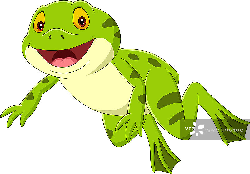 跳跃的快乐卡通绿色青蛙图片素材