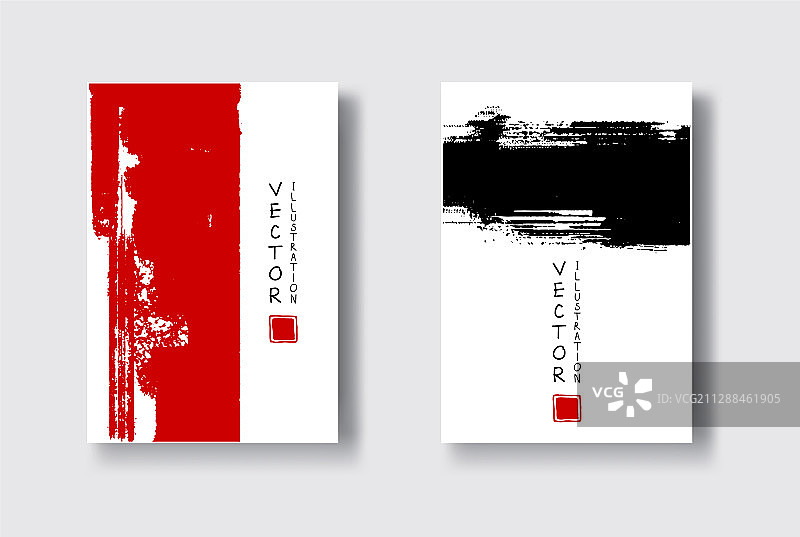 红黑色水墨笔触白色背景图片素材