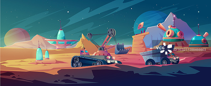 星球殖民与太空采矿研究图片素材