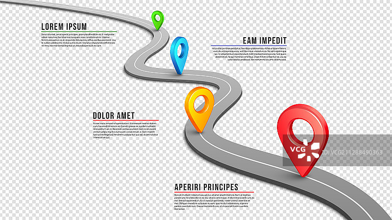 蜿蜒的空旷公路与GPS定位图片素材