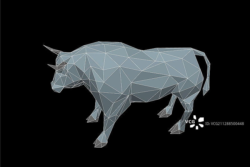 黑色背景上的抽象多边形公牛图片素材
