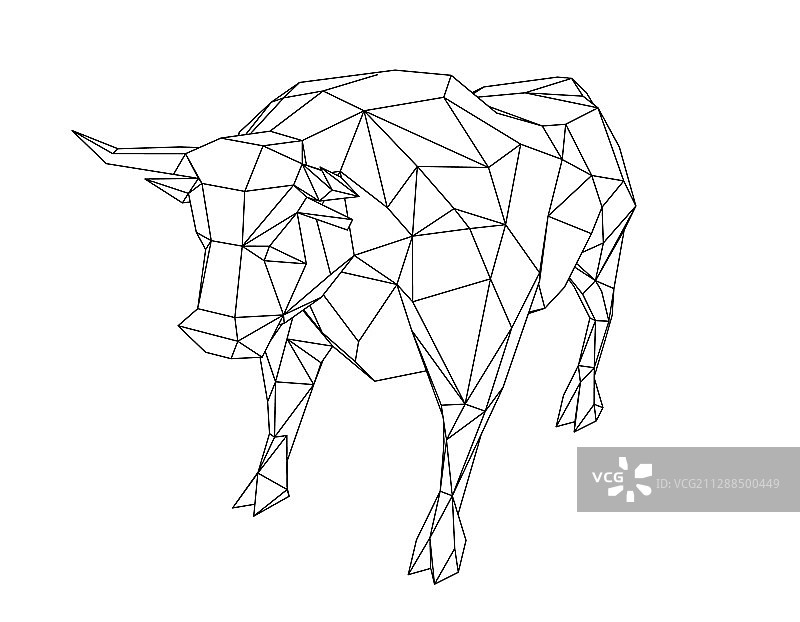 白色背景上的抽象多边形公牛图片素材
