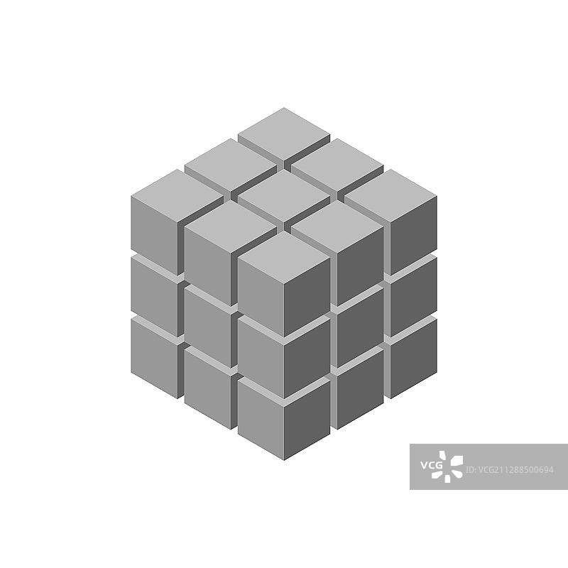 白色背景上由立方体组成的抽象3D立方体图片素材