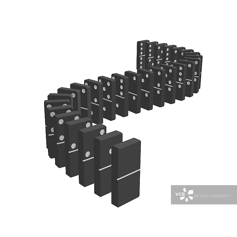 3D白色背景上的多米诺骨牌图片素材